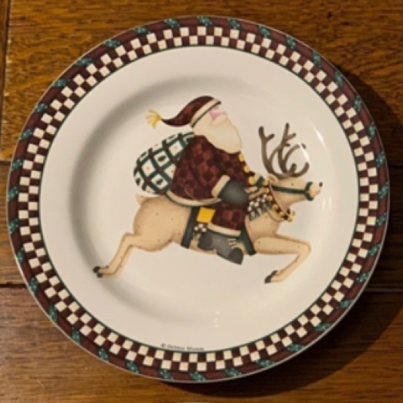 Debbie Mumm Sakura Santa’s Spirit 4 Dessert Plates Set cookies Christmas holiday - Picture 3 of 7